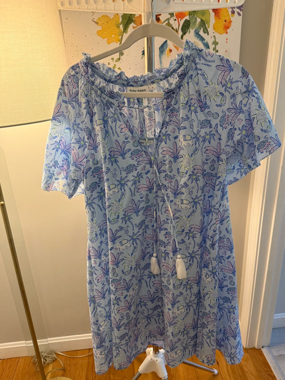 Roller Rabbit Light Blue Floral Short-Sleeve Dress
